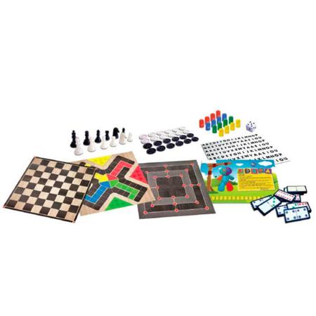 Jogo Classico Tabuleiro Dama, Trilha, Ludo, Sobe Desce Kit - R$ 41,9