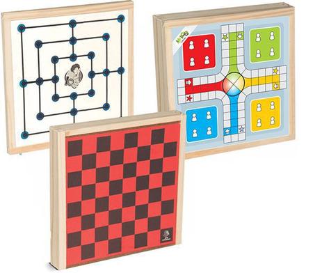 JOGO 4 EM 1 - XADREZ, DAMAS, LUDO E TRILHA - Ioiô de Pano Brinquedos  Educativos