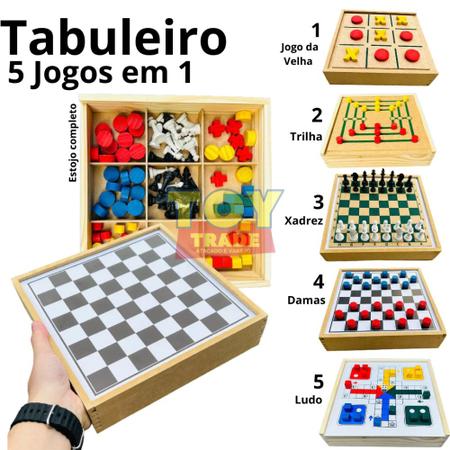 Imagem de Jogos de mesa 5x1 Xadrez, Dama, Ludo, Trilha e jogo da velha