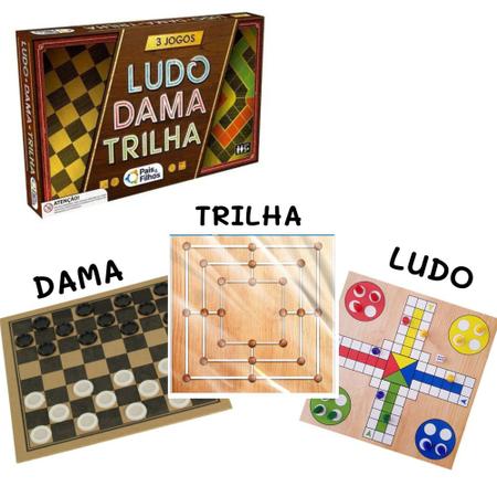 Jogos 3 em 1 Damas, Ludo e Trilha Pais e Filhos - Jogo de Dominó, Dama e  Xadrez - Magazine Luiza