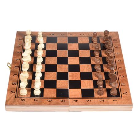 Tabuleiro De Madeira 3 Em 1 Xadrez / Dama E Gamão 29 X 29 Cm - Chess - Jogo  de Dominó, Dama e Xadrez - Magazine Luiza