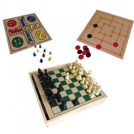 Jogo Educativo De Tabuleiro 4 X1 Xadrez Dama Ludo E Trilha