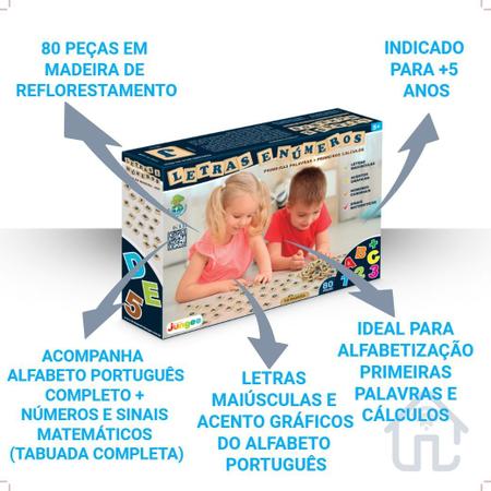 Imagem de Jogos Educativos Infantil Alfabeto E Numerais Madeira Mdf