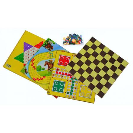 Jogo 4x1 Dama Ludo Hipismo E Xadrez Chines Em Madeira - Botticelli -  Livrarias Curitiba