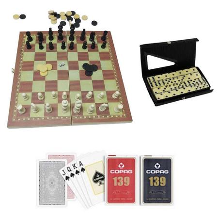 Compra online de Conjunto de xadrez 4 em 1 para crianças e adultos, jogo de  tabuleiro para jogar cartas de xadrez, dados pontilhados