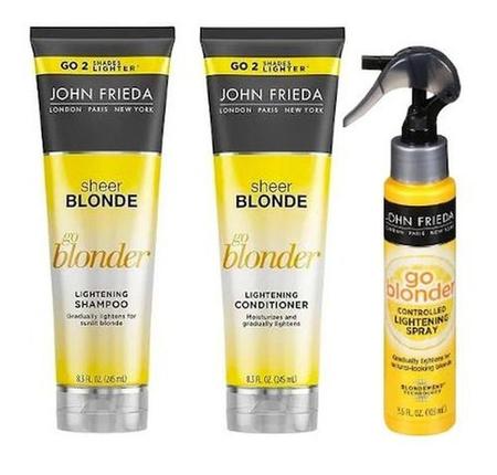 Imagem de John Frieda Sheer Blonde Go Blonder Lightening Shampoo + Condicionador or + Spray Clareador