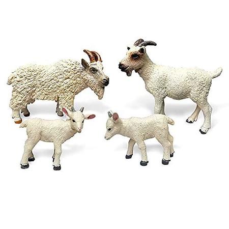 Imagem de JOKFEICE Animal Figures 4pcs Plástico Cabra Branca Animais Ação Modelo Ciência Projeto, Aprendizagem de Brinquedos Educacionais, Presente de Aniversário, Topper Bolo, para Crianças