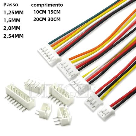 Imagem de Jst1.25 Zh1.5 Ph2.0 Xh2.54 Conjuntos De Conectores Fêmea Macho Cabo De Tomada 10cm 20cm 30cm Pino