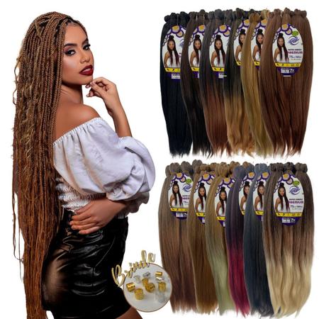 Imagem de Jumbo Premium Ser Mulher Pacotão 609g Cabelo Para Tranças Box Braids 75cm Pontas Finas Super Leve Antibacteriano