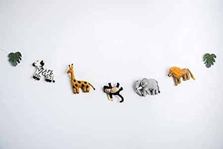 Imagem de Jungle Safari Banner Berçário Decoração Animais Selvagens Handmade Feltro Guirlanda