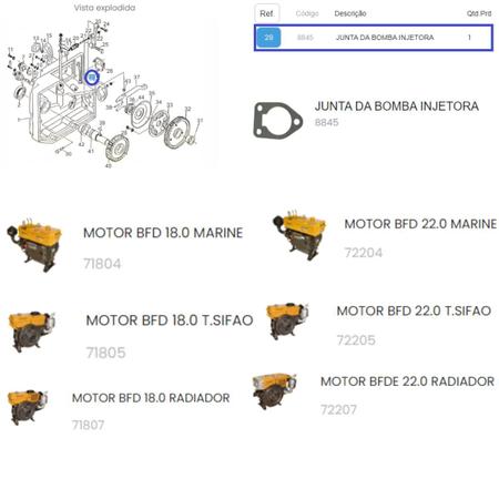 Imagem de Junta Bomba Injetora P/ Motor BFD(E) 18.0cv Termossifão 