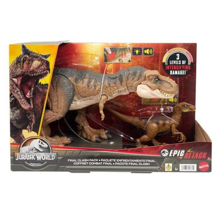 Imagem de Jurassic World - Dinossauros T Rex e Velociraptor - Epic Attack MATTEL