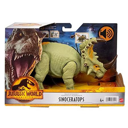 Imagem de Jurassic World Dominion Roar Strikers Sinoceratops Dinosaur Action Figure, Roaring Sound & Head Ram Attack, Physical & Digital Play, 4 Years & Up