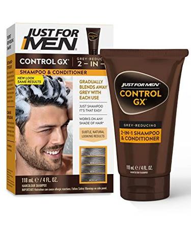 Imagem de Just For Men Control GX - Shampoo 2 em 1 para Redução de Cabelos Grisalhos, 118mL