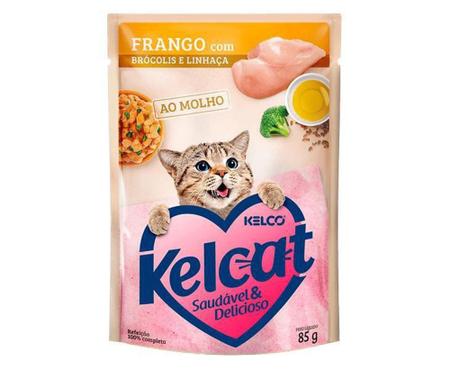 Imagem de Kelcat Alimento Úmido Sachê Frango com Brócolis e Linhaça 85g - Kelco