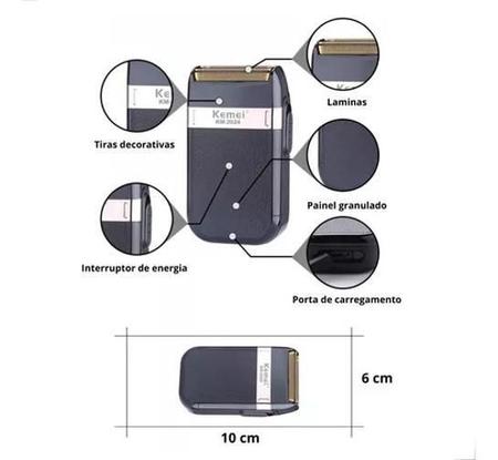 Imagem de Kemei KM-2024: Aparador Elétrico Recarregável Sem Fio para Barbear