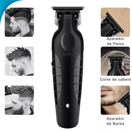 Imagem de Kemei KM-2299 Maquininha para Cortar Cabelo Barba e Pelos Preto Com Garantia