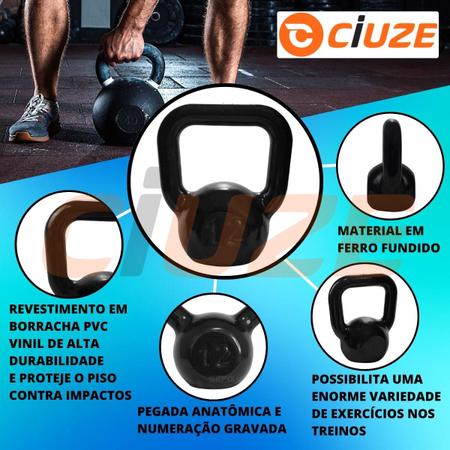 Imagem de Kettlebell de Ferro Emborrachado 10 Kg Preto