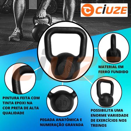 Imagem de Kettlebell de Ferro Fundido Pintado 10 Kg Preto