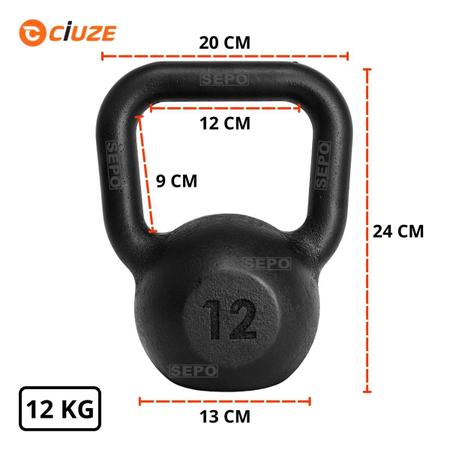 Imagem de Kettlebell de Ferro Fundido Pintado 12 Kg Preto