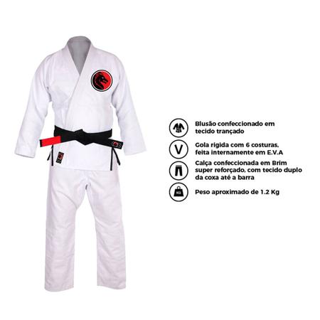 Imagem de Kimono Jiu jitsu  Infantil Trançado Blackdragon Branco