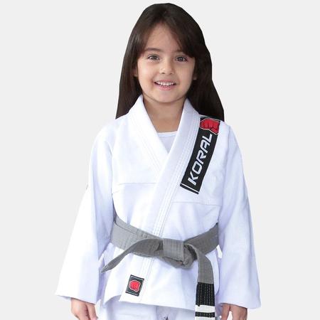 Kimono Jiu Jitsu Koral Infantil Trançado Branco-M0 - Roupa