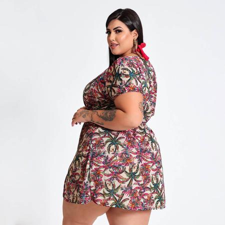 Imagem de Kimono Plus Size Crepe Estampado Saída De Praia