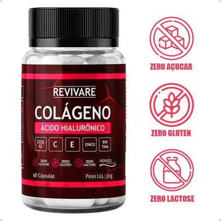Imagem de Kir 2x Colageno Verisol com  Acido Hialuronico + Biotina + COQ10 60caps Pele Cabelos Unhas Vitalidade Beleza Revivare