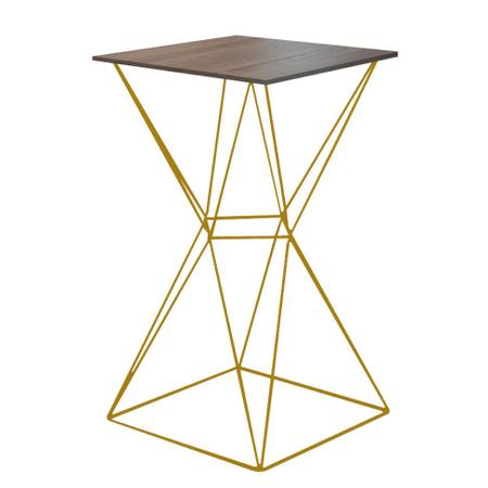 Imagem de Kit 01 Banqueta Alta Eliza Com 01 Mesa Bistrô Lucca Industrial Ferro Dourado 100% MDF Madeira - Ahazzo Móveis