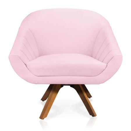Kit 01 Namoradeira 02 Lugares e 01 Poltrona Giratória Giovana Suede Rosa Bebê Base Madeira MM30 - D'Rossi - DROSSI Imagem de Kit 01 Namoradeira 02 Lugares e 01 Poltrona Giratória Giovana Suede Rosa Bebê Base Madeira MM30 - D'Rossi