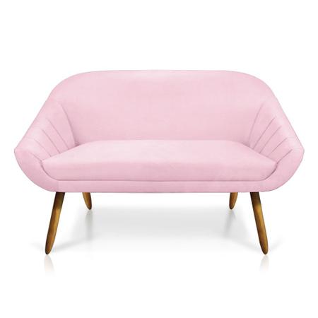 Kit 01 Namoradeira 02 Lugares e 01 Poltrona Giratória Giovana Suede Rosa Bebê Base Madeira MM30 - D'Rossi - DROSSI Imagem de Kit 01 Namoradeira 02 Lugares e 01 Poltrona Giratória Giovana Suede Rosa Bebê Base Madeira MM30 - D'Rossi