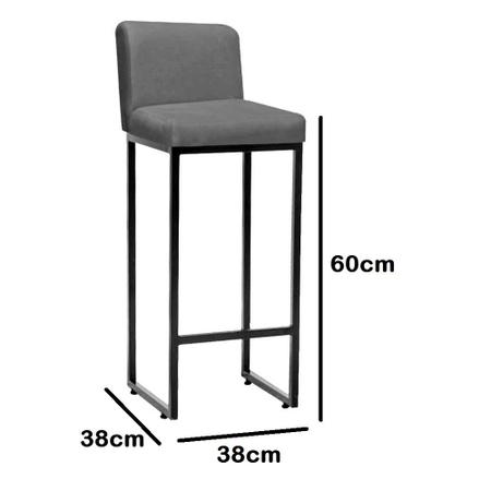 Kit 02 Banqueta Alta Com Encosto Lucca -60cm chão até o assento Industrial Ferro Cinza Sintético Azul Marinho - Ahz Móveis - AHAZZO MÓVEIS Imagem de Kit 02 Banqueta Alta Com Encosto Lucca -60cm chão até o assento Industrial Ferro Cinza Sintético Azul Marinho - Ahz Móveis