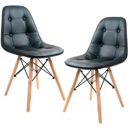 Imagem de Kit 02 Cadeiras Decorativas Eiffel Charles Eames DSW Botonê E01 Preto - Lyam Decor