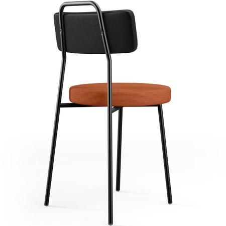 Imagem de Kit 02 Cadeiras Estofada Para Sala De Jantar Barcelona L02 Tecido Sintético Preto Tecido Terracota - Lyam