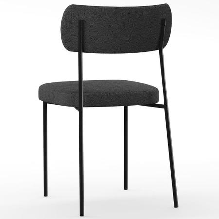 Imagem de Kit 02 Cadeiras Estofadas Para Sala De Jantar Melina L02 Bouclê Preto - Lyam Decor
