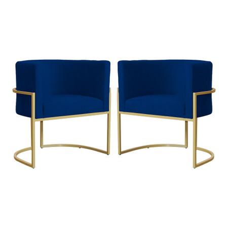 Imagem de Kit 02 Cadeiras Luna Base de Metal Dourada Suede Escolha sua cor - WeD Decor