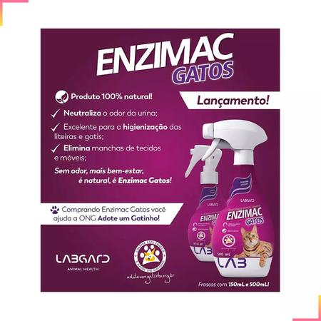 Imagem de Kit 02 EnziMac Gatos 500ml Elimina Odores E Manchas Natural