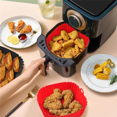 Forma Silicone Flexível Para Air Fryer, Forno E Micro-ondas Com Alca  redonda