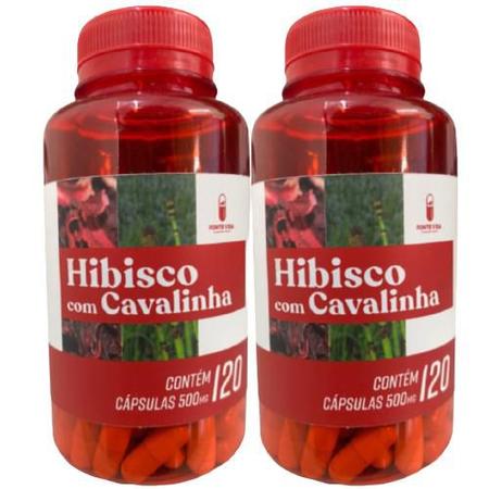 KIT 02 Hibisco Com Cavalinha 120 Capsulas 500mg Fonte Vida