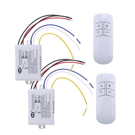 Imagem de Kit 02 interruptor Inteligente 3 vias sem fio para lâmpada led, lustre  c/ controle remoto 