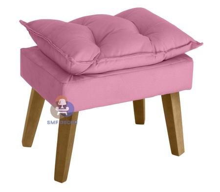 Imagem de Kit 02 Poltrona/Cadeira Decorativa E Puff Glamour Rosê Com Pés Quadrado