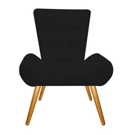 Imagem de Kit 02 Poltrona Cadeira Nani Decorativa Recepção Sala De Estar material sintético Preto - KDAcanto Móveis