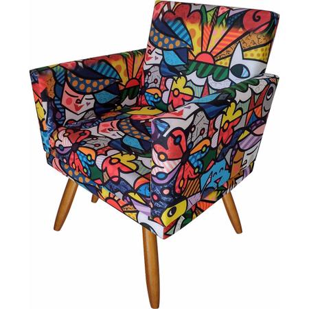 Imagem de Kit 02 Poltronas Cadeira Decorativa Nina E Puff Romero Brito