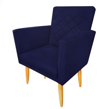 Imagem de Kit 02 Poltronas Decorativa Maitê Suede Azul Marinho leitura