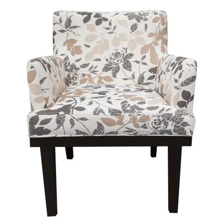 Imagem de Kit 02 Poltronas Decorativa Vitória para Sala e Recepção Estampado Floral Bege e Marrom D01 - D'Rossi