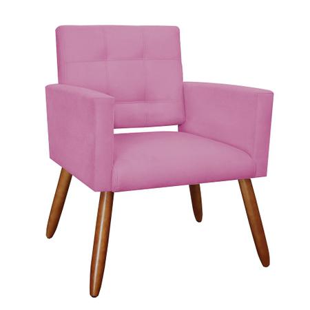 Imagem de Kit 02 Poltronas Decorativas Dália para Sala e Quarto Pés Palito Suede Rosa - WeD Decor