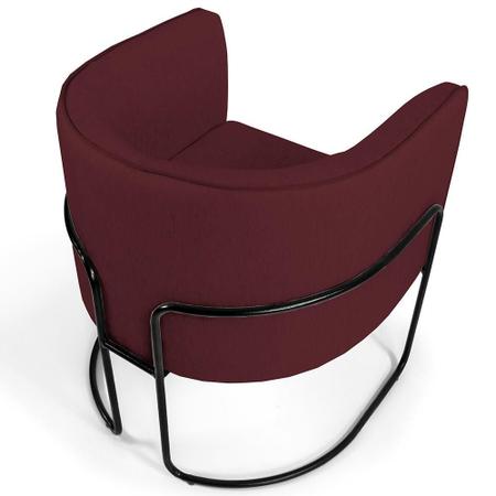 Imagem de Kit 02 Poltronas Decorativas Fixa Base de Aço Preto Betina D02 Veludo Marsala C-278 - Lyam Decor