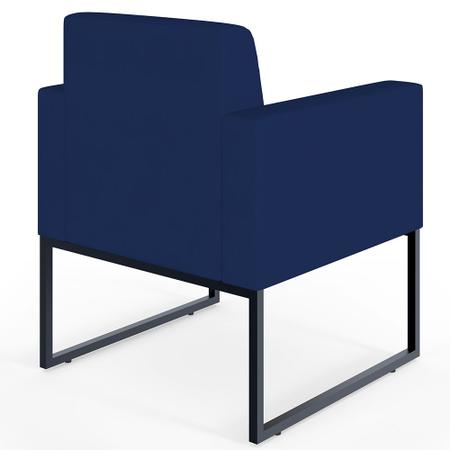 Imagem de Kit 02 Poltronas Decorativas Sala Recepção Base Fixa Metal Helô L02 Suede Azul Marinho - Lyam Decor