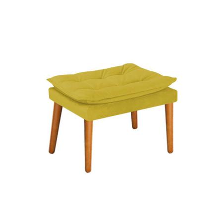 Imagem de Kit 02 Poltronas e 02 Puffs Fenzzi Pés Palito Mel Sala de Estar Quarto material sintético Amarelo - DAMAFFÊ MÓVEIS