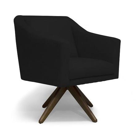 Imagem de Kit 02 Poltronas Gabriela Suede Preto Base Giratória - Meu Lar Decorações